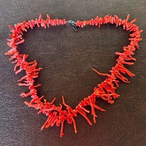 Red Coral branch Necklace vintage